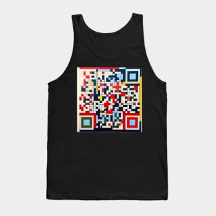 RickRoll QR Code Piet Mondrian Style Painting Tank Top